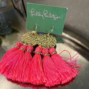 Lilly Pulitzer Vibrant Pink and Gold Earrings